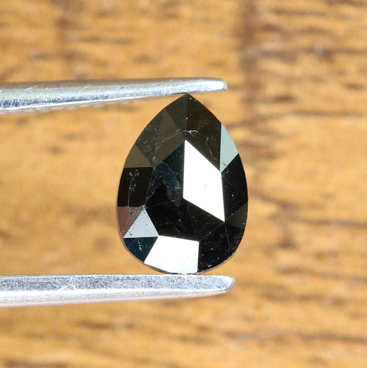 0.64 CT Cut Black Natural Diamond | Loose Eco-Friendly Pear Diamond for Custom Proposal Ring | Unique Engagement Gem for Her