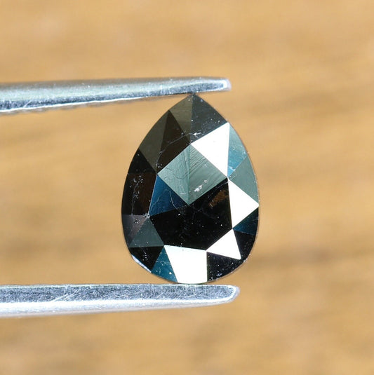 0.56 CT Pear Shape Brilliant Cut Natural Loose Diamond | Heated Black Color | Fancy Black Pear Cut Gem for Unique Jewelry Designs