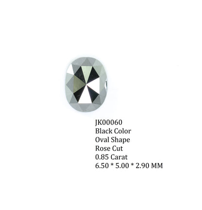 0.85 CT Black Rose Cut Oval Diamond | Lovely and Beautiful for Eternity Band | Gold Ring Diamond