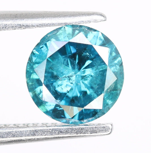 0.60 CT 5.40 MM Loose Round Shape Fancy Blue Brilliant Cut Diamond | Ideal for Proposal Rings and Gold Jewelry | High-Quality Gemstone