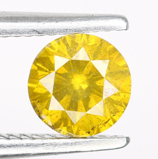 0.41 CT Stunning Round Brilliant Cut Polished Yellow Diamond | Perfect for Elegant Wedding Accessories and Gold Rings | Premium Gemstone