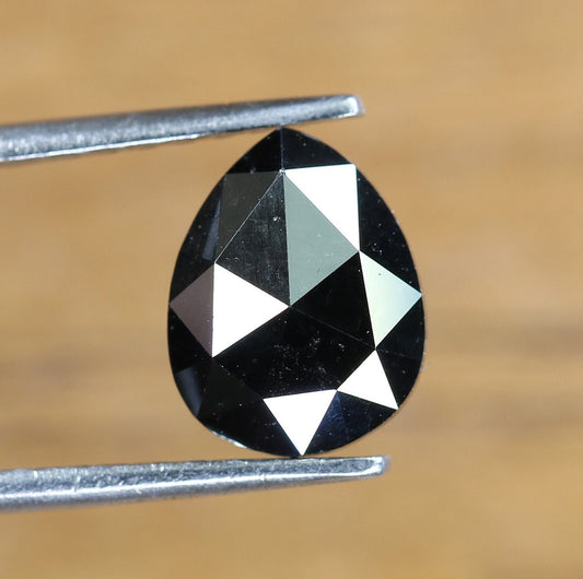 1.40 CT Beautiful Pear Cut Loose Black Fancy Rose Cut Diamond | Stunning Gem for Custom Engagement Ring | Unique Gold Ring Accent