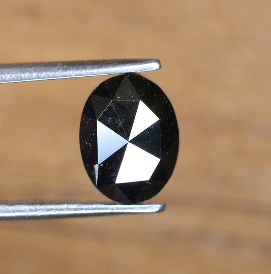 1.36 CT Fancy Oval Black Diamond | Polished Loose Oval Cut Natural Diamond for Ring, Necklace, Earrings | Gold Ring