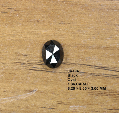 1.36 CT Fancy Oval Black Diamond | Polished Loose Oval Cut Natural Diamond for Ring, Necklace, Earrings | Gold Ring