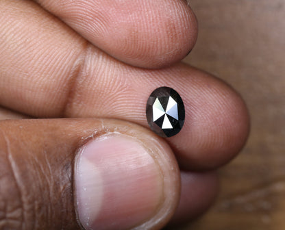 1.36 CT Fancy Oval Black Diamond | Polished Loose Oval Cut Natural Diamond for Ring, Necklace, Earrings | Gold Ring