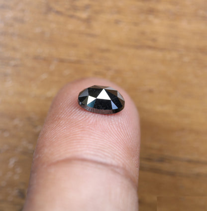 1.36 CT Fancy Oval Black Diamond | Polished Loose Oval Cut Natural Diamond for Ring, Necklace, Earrings | Gold Ring
