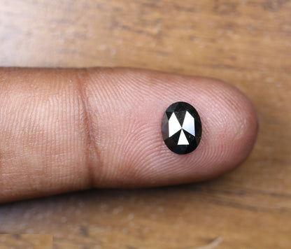 1.36 CT Fancy Oval Black Diamond | Polished Loose Oval Cut Natural Diamond for Ring, Necklace, Earrings | Gold Ring
