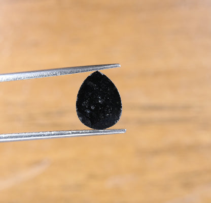1.40 CT Beautiful Pear Cut Loose Black Fancy Rose Cut Diamond | Stunning Gem for Custom Engagement Ring | Unique Gold Ring Accent