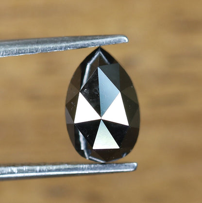 1.36 CT Natural Black Pear Shaped Loose Diamond | Ideal Gem for Custom Halo Engagement Ring | Unique Gold Ring Accent