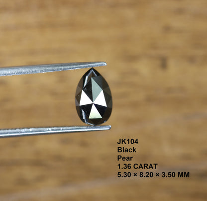 1.36 CT Natural Black Pear Shaped Loose Diamond | Ideal Gem for Custom Halo Engagement Ring | Unique Gold Ring Accent