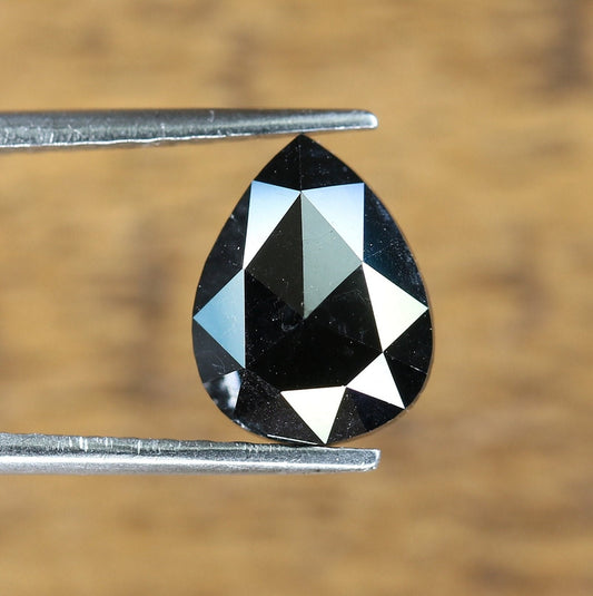 1.43 CT Pear Shape Brilliant Cut Natural Loose Diamond | Heated Black Color Gem | Perfect for Gold Ring Designs | Unique Engagement Accent