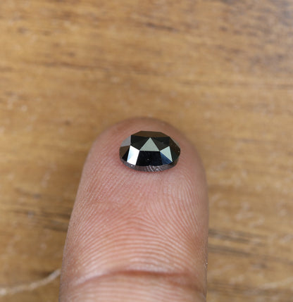1.37 CT Fancy Black Rose Cut Oval 6 MM Loose Diamond, Designer Jewelry Gemstone