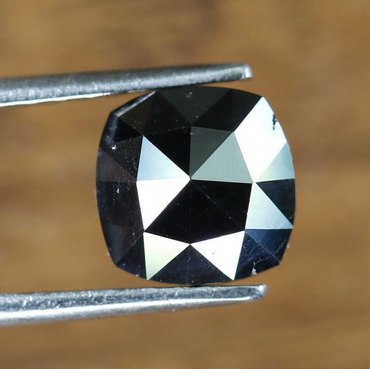 1.32 CT 7 MM Cushion Cut Fancy Black Loose Diamond, Polished for Designer Jewelry