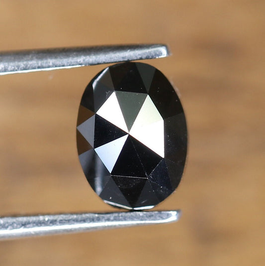 1.16 CT Fancy Black Oval Cut 5 MM Loose Diamond for Wedding Halo Ring, Gold Ring Gemstone