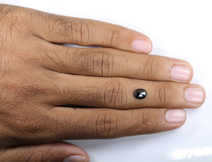 1.37 CT Fancy Black Rose Cut Oval 6 MM Loose Diamond, Designer Jewelry Gemstone