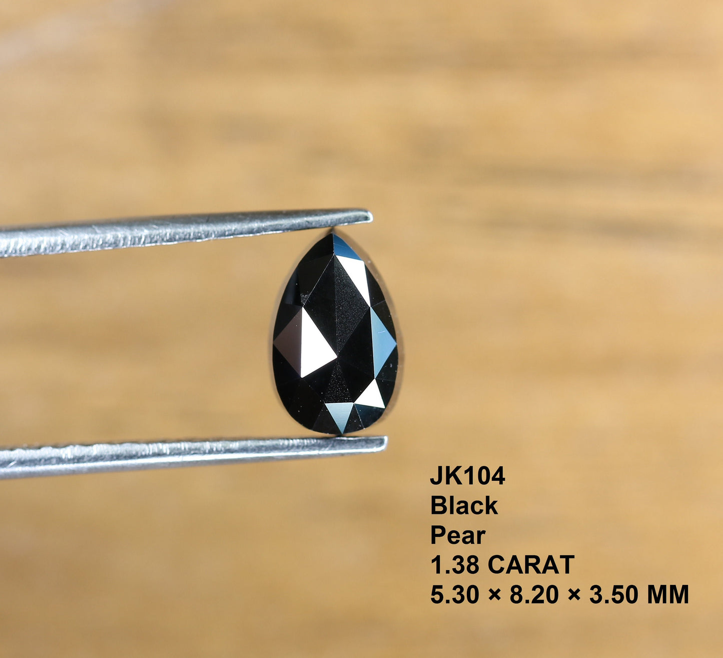 1.38 CT Beautiful Pear Shape Loose Black Rose Cut Polished Diamond | Stunning Gem for Custom Proposal Ring | Unique Gold Ring Accent