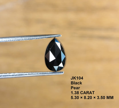 1.38 CT Beautiful Pear Shape Loose Black Rose Cut Polished Diamond | Stunning Gem for Custom Proposal Ring | Unique Gold Ring Accent