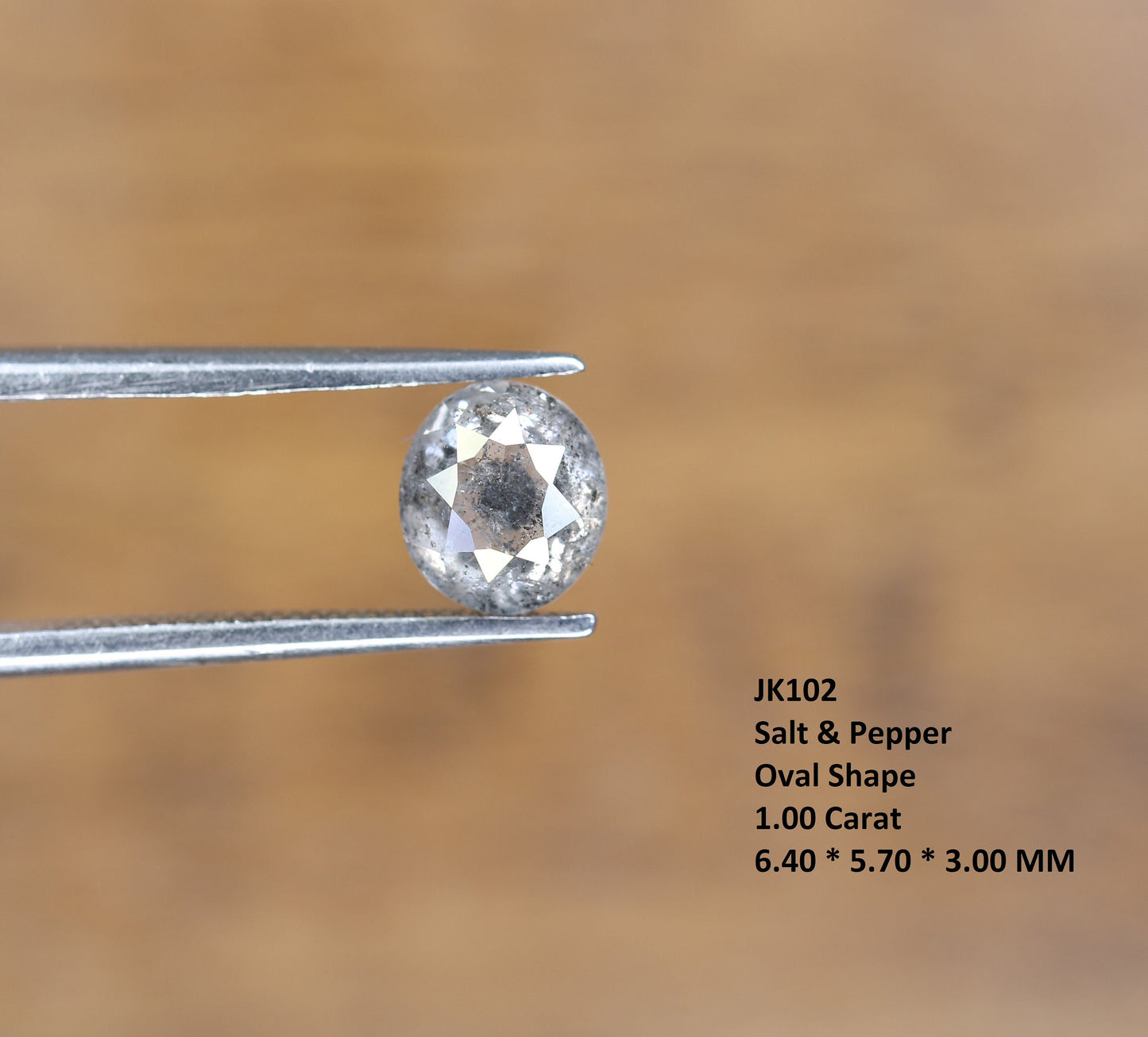 1 CT Natural Oval Salt and Pepper Rustic Diamond for Engagement Ring, Gift for Girlfriend, Sister, Anniversary
