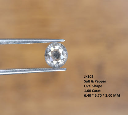 1 CT Natural Oval Salt and Pepper Rustic Diamond for Engagement Ring, Gift for Girlfriend, Sister, Anniversary