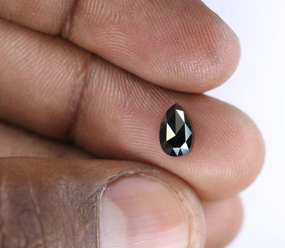 1.38 CT Beautiful Pear Shape Loose Black Rose Cut Polished Diamond | Stunning Gem for Custom Proposal Ring | Unique Gold Ring Accent