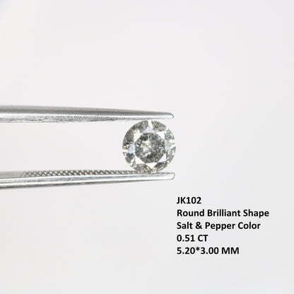 0.51 CT Natural Round Brilliant Cut Salt and Pepper Diamond | Ideal for Wedding Jewelry, Engagement Rings,Gold Rings | Perfect Gift for Wife