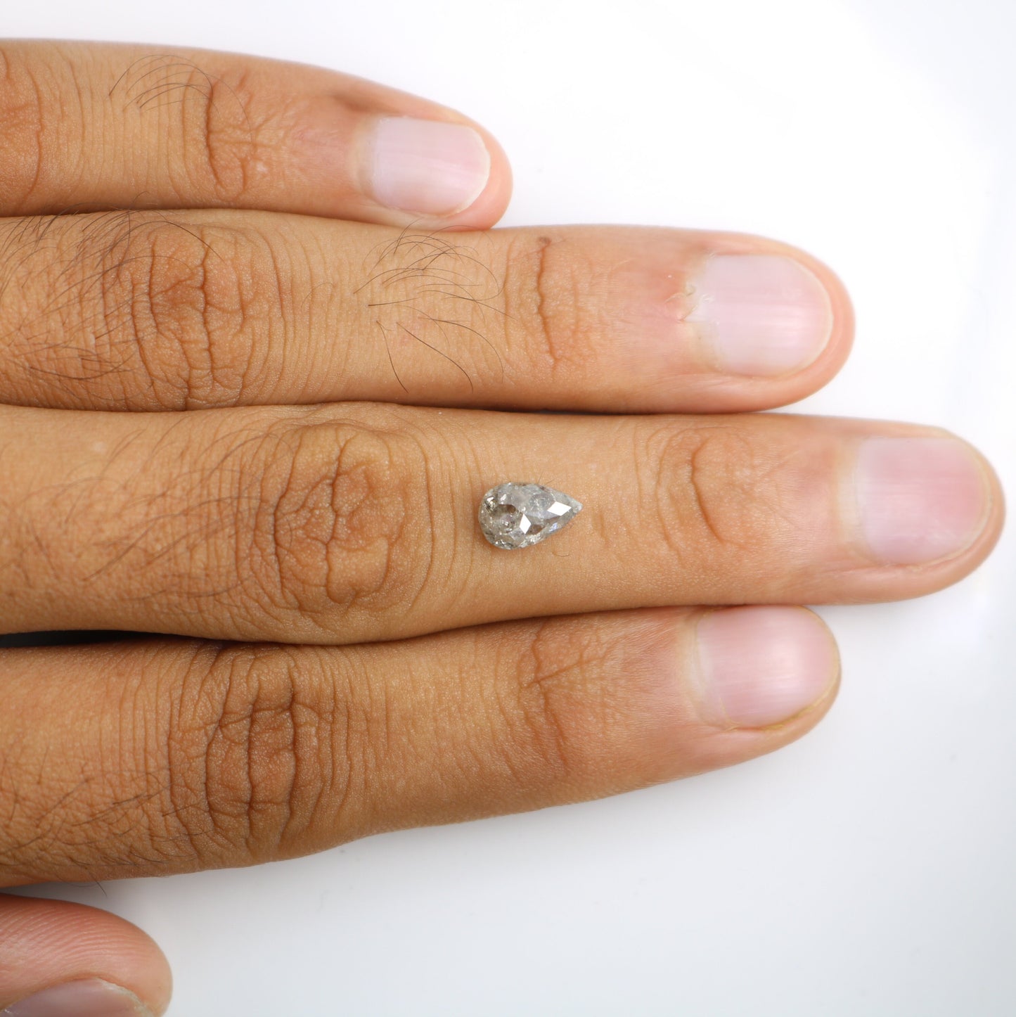 1.35 CT Natural Pear Shape Salt and Pepper Polished Diamond | Gem for Custom Wedding Jewelry | Perfect Engagement Ring Gift for Wife