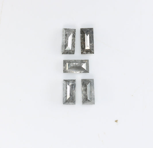 0.69 CT Baguette Shape Salt And Pepper Diamond | Natural Loose Black/Grey Diamonds For Weeding & Earring | For pendant | For Bracelet