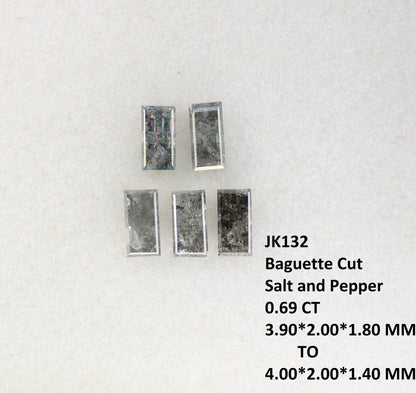 0.69 CT Baguette Shape Salt And Pepper Diamond | Natural Loose Black/Grey Diamonds For Weeding & Earring | For pendant | For Bracelet