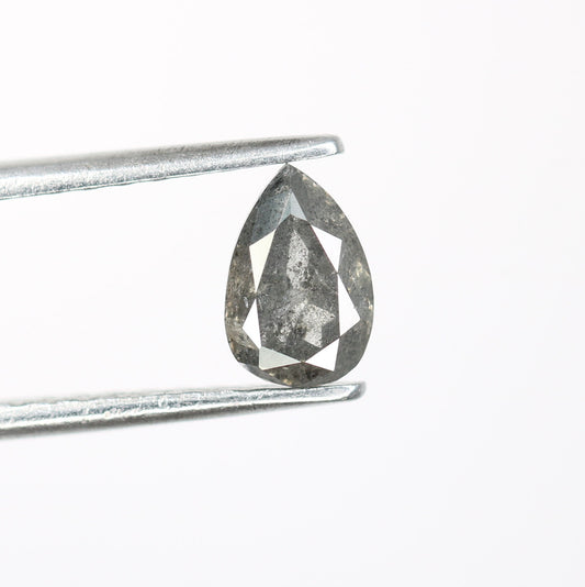 0.68 CT Natural Salt and Pepper Pear Shape Polished Diamond for Custom Engagement Ring | Wedding Jewelry Making | Bezel Set Design |