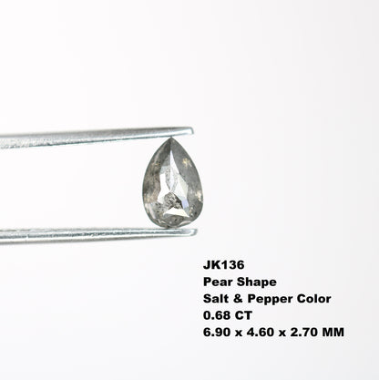 0.68 CT Natural Salt and Pepper Pear Shape Polished Diamond for Custom Engagement Ring | Wedding Jewelry Making | Bezel Set Design |