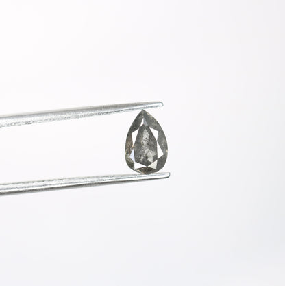 0.68 CT Natural Salt and Pepper Pear Shape Polished Diamond for Custom Engagement Ring | Wedding Jewelry Making | Bezel Set Design |