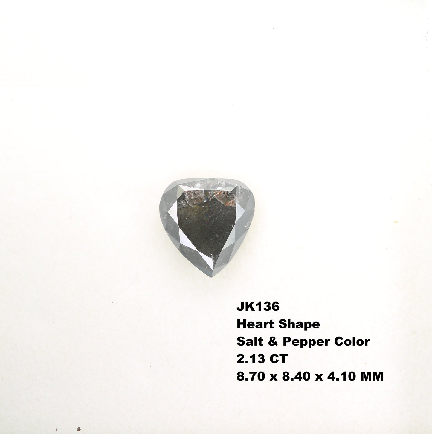 2.13 CT Natural Heart Shape Salt and Pepper Rustic Diamond For Proposal Ring | Gift For Girl Friend | Gift For Boy Friend | Birthday Gift
