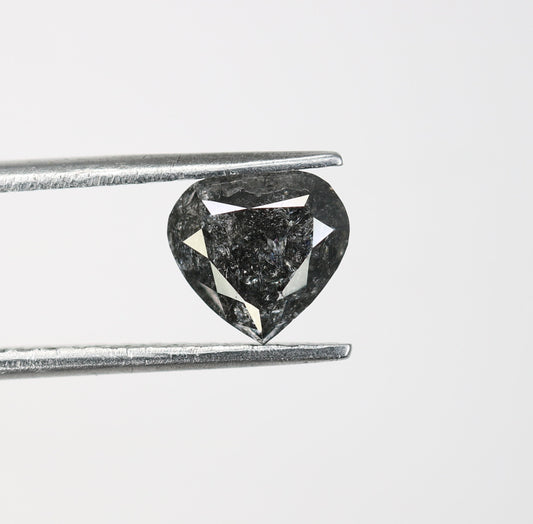 1.22 CT Natural Heart shape Rustic Salt And Pepper Diamond For Engagement Ring | Wedding Ring | Gift For Wife |  Gift For Men | Wedding Gift