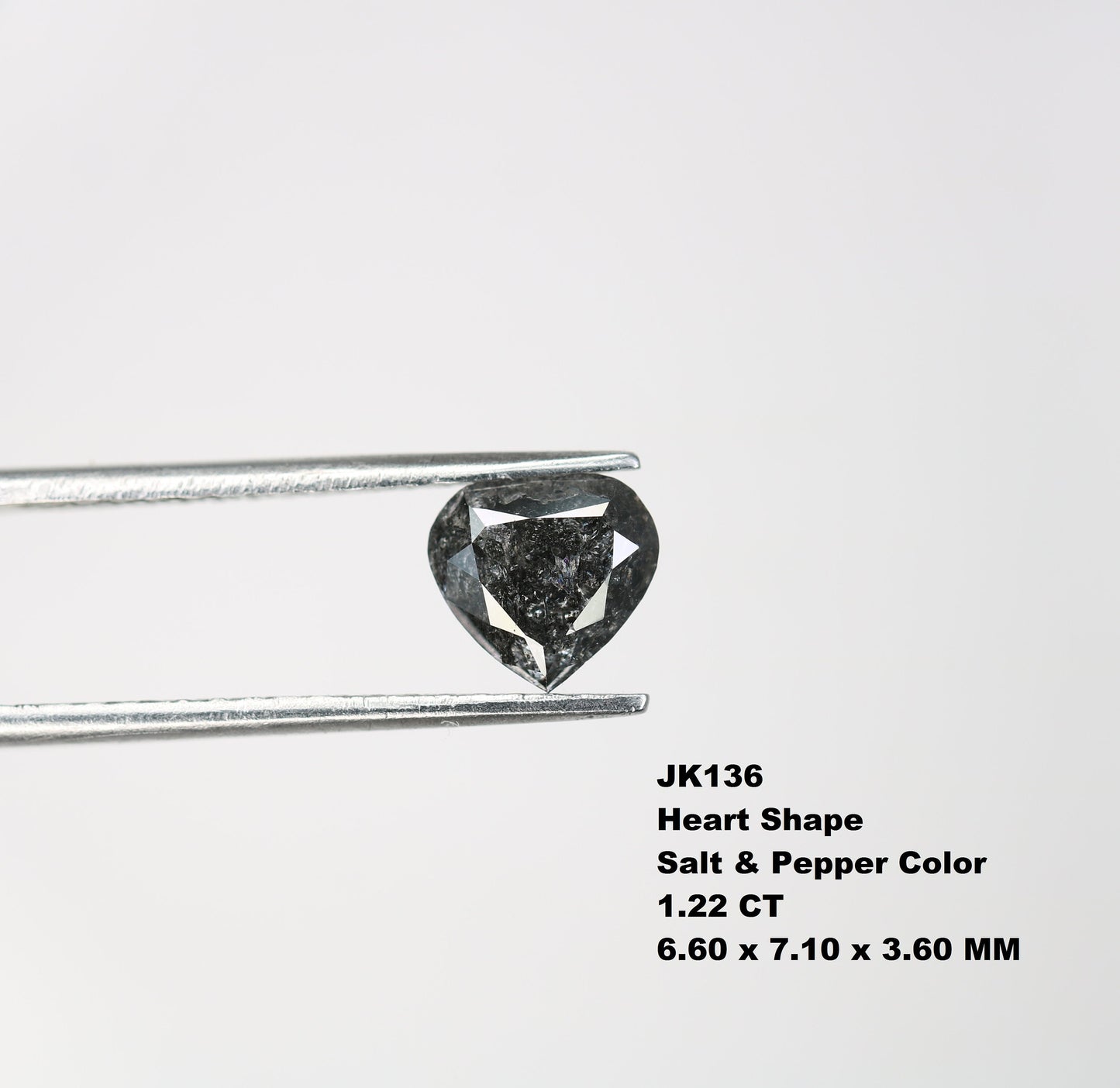 1.22 CT Natural Heart shape Rustic Salt And Pepper Diamond For Engagement Ring | Wedding Ring | Gift For Wife |  Gift For Men | Wedding Gift