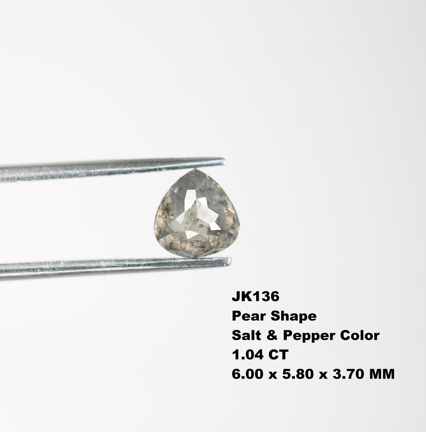 1.04 CT Pear Shape Salt and Pepper Diamond | Custom Halo Engagement Ring | Unique Anniversary Gift | Artisan Jewelry