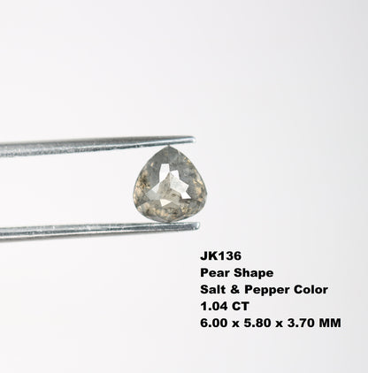 1.04 CT Pear Shape Salt and Pepper Diamond | Custom Halo Engagement Ring | Unique Anniversary Gift | Artisan Jewelry