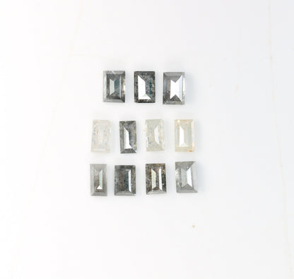 0.9 CT Natural Salt and Pepper Baguette Shape Rustic Diamond For Engagement Ring | Wedding Jewellry Making | Gift For Her | Birthday Gift