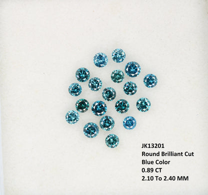 0.89 CT Blue Round Brilliant Cut Treated Rustic Diamond | Perfect for Wedding Jewelry, Blue Diamond Necklaces, and Gift for Wife or Birthday