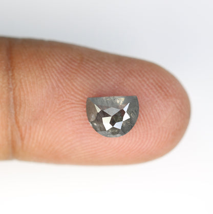 1.78 CT Natural Salt and Pepper Half Moon Rustic Diamond | Ideal for Engagement Rings, Prong Set Designs, and Gift for Wife or Anniversary