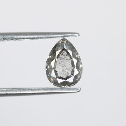 0.86 CT Natural Pear Shape Salt and Pepper Rustic Diamond | Custom Engagement Ring Gem | Pear Bezel Set Design | Perfect Gift for Wife