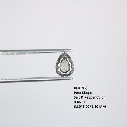 0.86 CT Natural Pear Shape Salt and Pepper Rustic Diamond | Custom Engagement Ring Gem | Pear Bezel Set Design | Perfect Gift for Wife