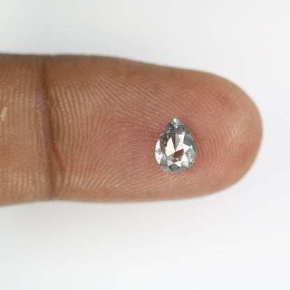 0.86 CT Natural Pear Shape Salt and Pepper Rustic Diamond | Custom Engagement Ring Gem | Pear Bezel Set Design | Perfect Gift for Wife