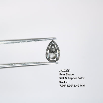 0.74 CT Elegant Natural Pear Shape Salt and Pepper Diamond | Custom Engagement Ring Gem | Perfect Wedding Jewelry Gift for Mother