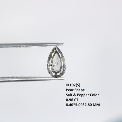 0.96 CT Real Natural Salt and Pepper Pear Shape Diamond | Custom Engagement Ring Gem | Wedding Jewelry | Perfect Gift for Wife or Him