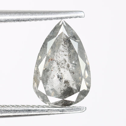 1.2 CT Natural Pear Shape Salt and Pepper Rustic Diamond | Custom Engagement Ring Gem | Perfect Wedding Jewelry Gift for Girlfriend