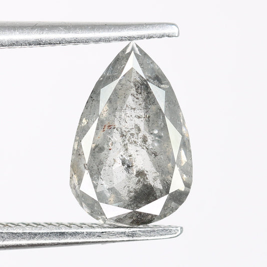 1.2 CT Natural Pear Shape Salt and Pepper Rustic Diamond | Custom Engagement Ring Gem | Perfect Wedding Jewelry Gift for Girlfriend