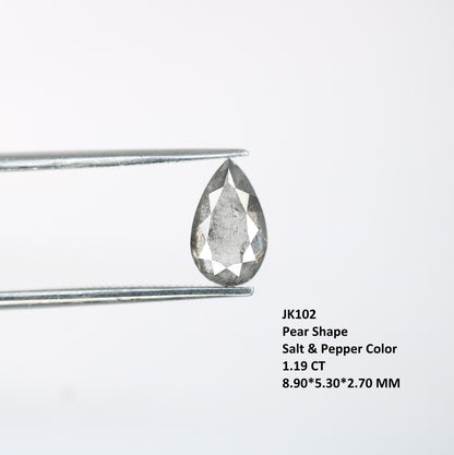 1.19 CT Fancy Pear Shape Salt and Pepper Diamond for Custom Engagement Ring | Perfect Gift for Girlfriend or Boyfriend | Anniversary Gift