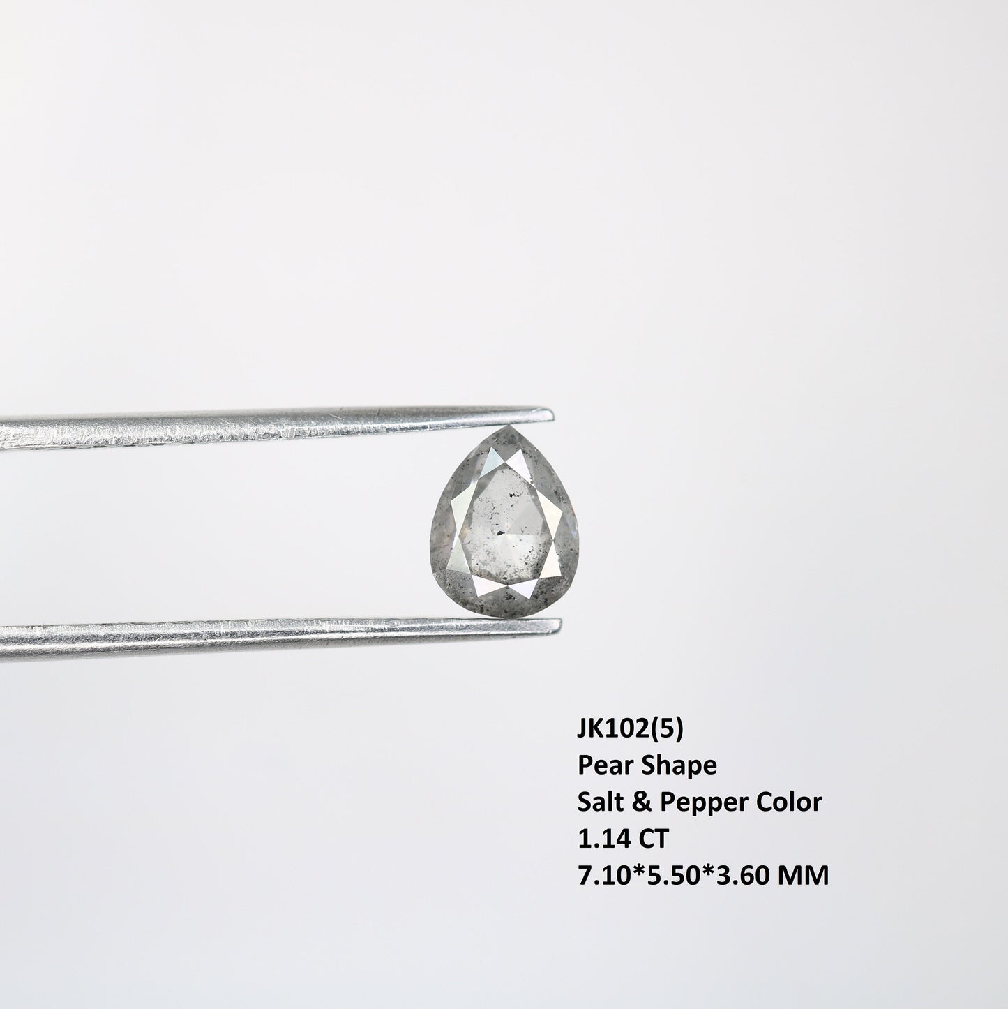 1.14 CT Pear Shape Salt and Pepper Rustic Diamond | Custom Engagement Ring Gem | Perfect Wedding Gift for Wife or Men