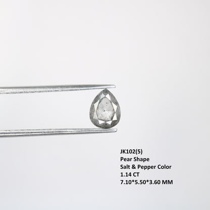 1.14 CT Pear Shape Salt and Pepper Rustic Diamond | Custom Engagement Ring Gem | Perfect Wedding Gift for Wife or Men