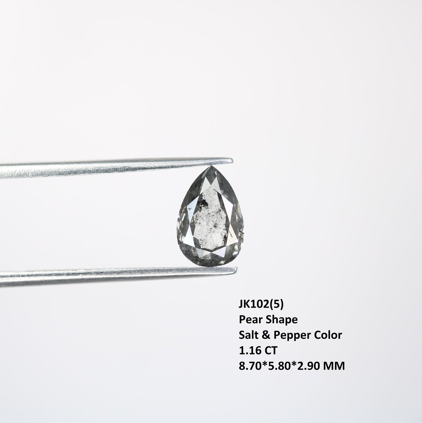1.16 CT Pear Shape Natural Salt and Pepper Diamond | Customized Ring Gem | Perfect for Wedding Jewelry | Ideal Anniversary Gift